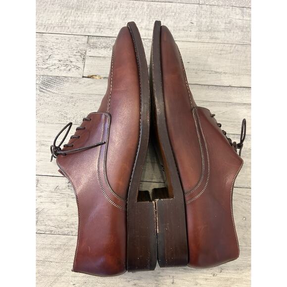 Santoni Men’s 12 Kenton Oxford Dress Shoes Brown Leather Almond Toe Lace Up - Picture 5 of 10